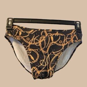 Black and Gold Chain Print Swimsuit